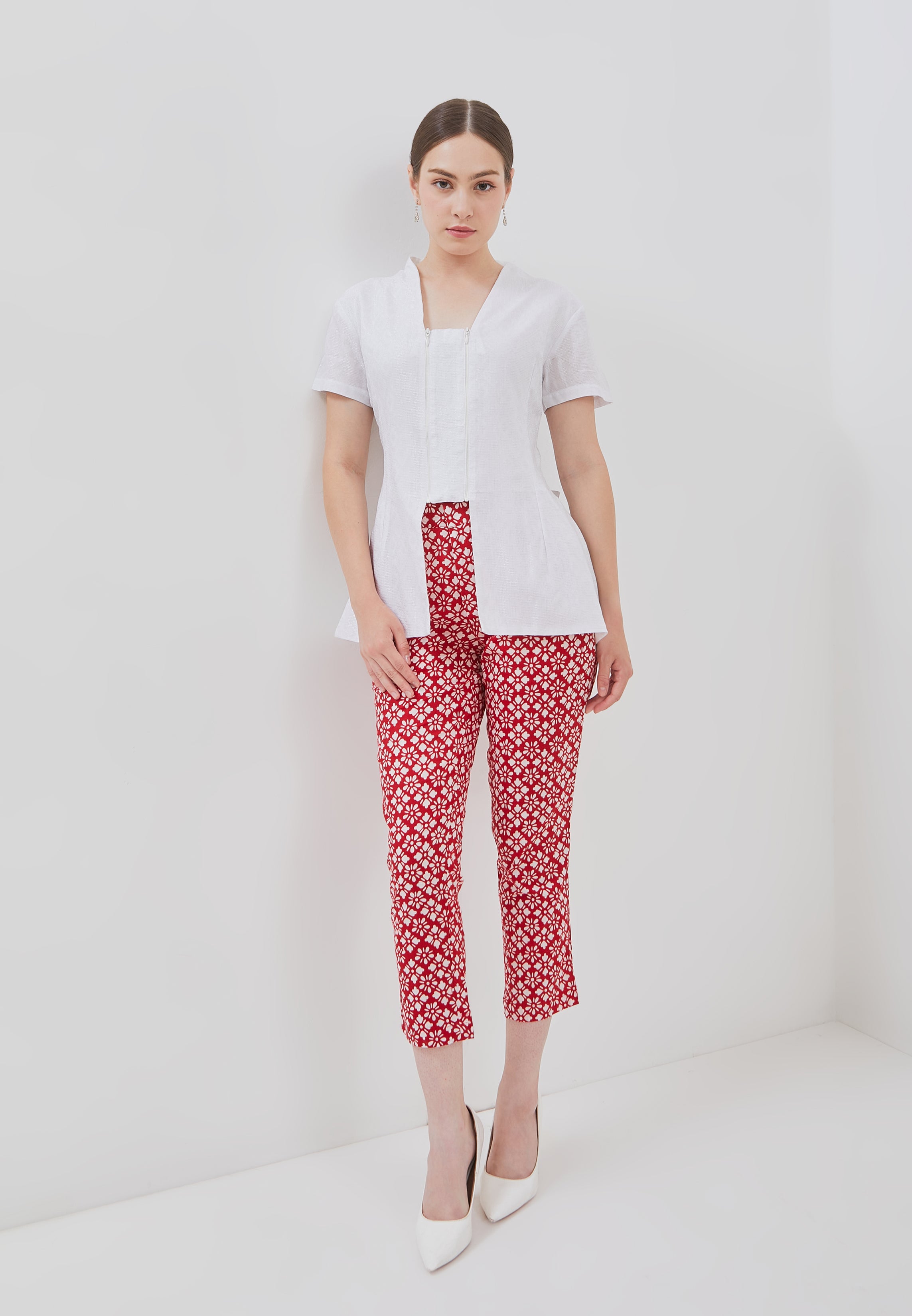 WHITE Kebaya Peplum Top