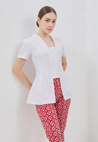 WHITE Kebaya Peplum Top