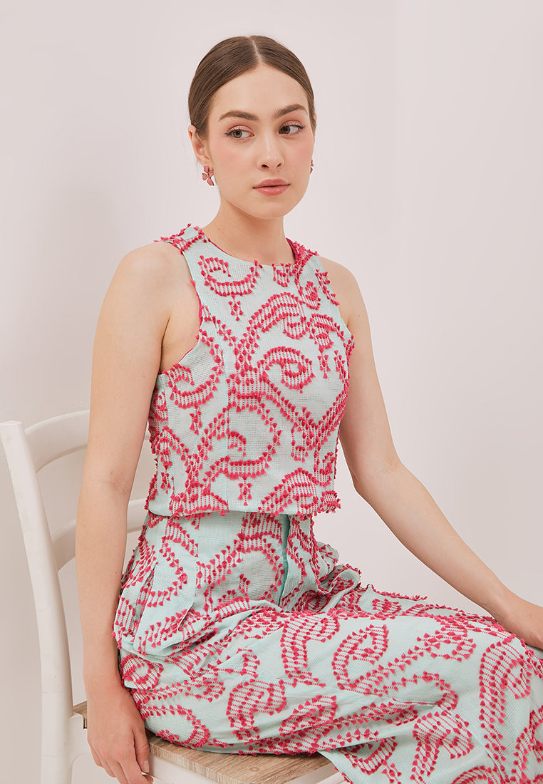 3D Tenun Mint Crop Top