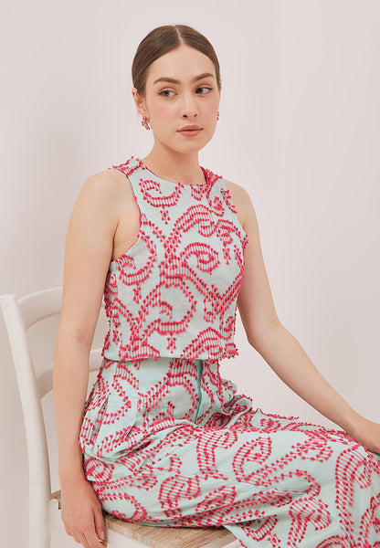 3D Tenun Mint Crop Top