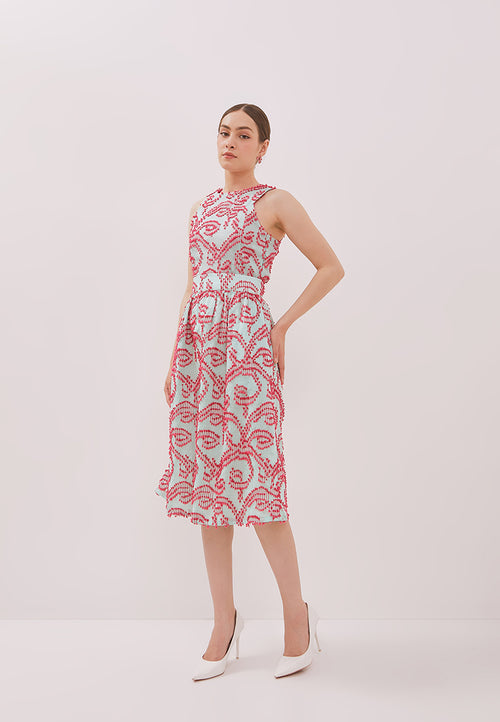 3D Tenun Mint Straight Skirt