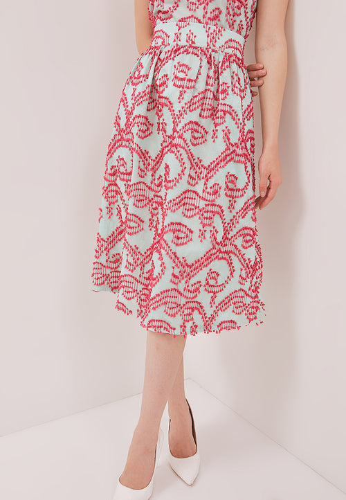3D Tenun Mint Straight Skirt