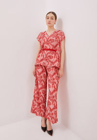 3D Tenun Pink High Waist Pants Maxi