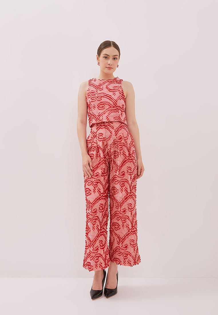 3D Tenun Pink Crop Top