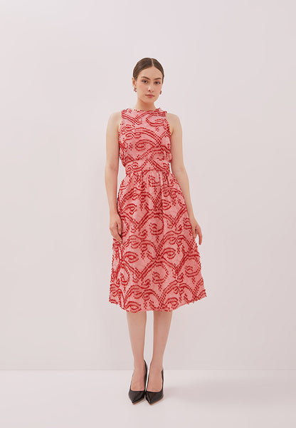 3D Tenun Pink Straight Skirt