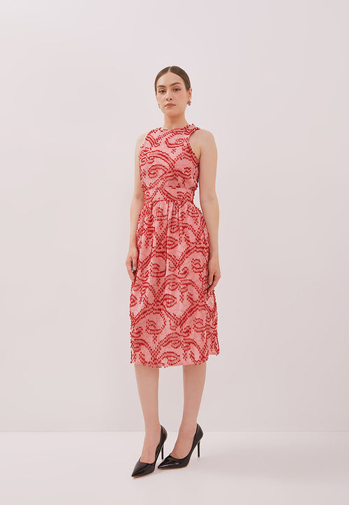 3D Tenun Pink Straight Skirt
