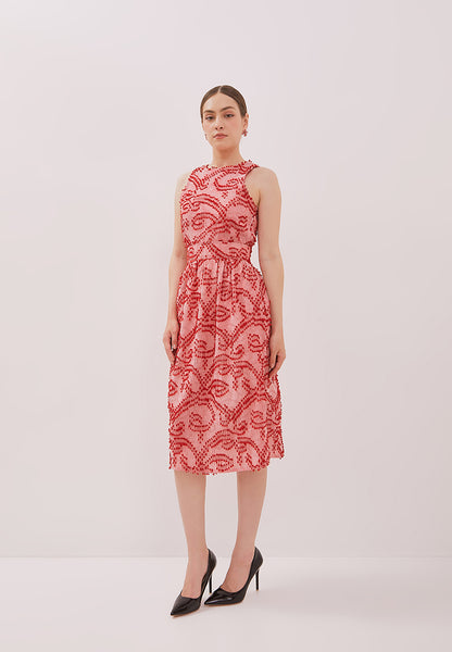 3D Tenun Pink Straight Skirt