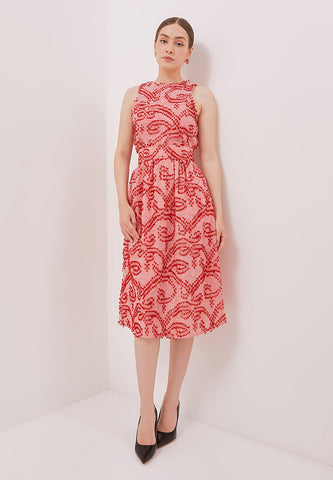 3D Tenun Pink Straight Skirt