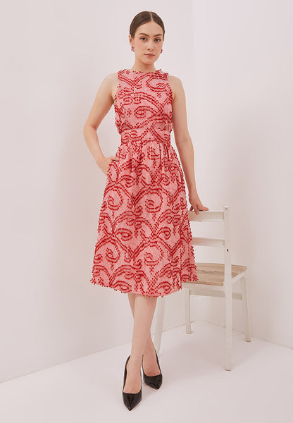 3D Tenun Pink Straight Skirt