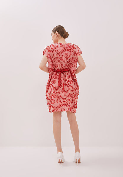 3D Tenun Pink Kimono Dress