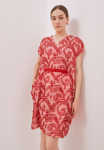 3D Tenun Pink Kimono Dress