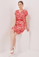 3D Tenun Pink Kimono Dress