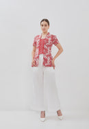 BANGKIT Red Batik Kebaya Peplum Top