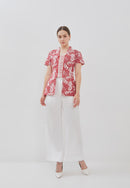 BANGKIT Red Batik Kebaya Peplum Top