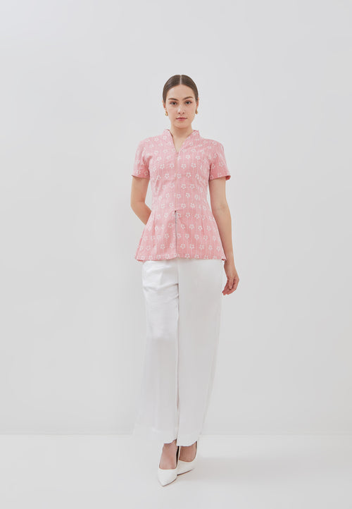 FLOWER Blush Batik Kebaya Peplum Top