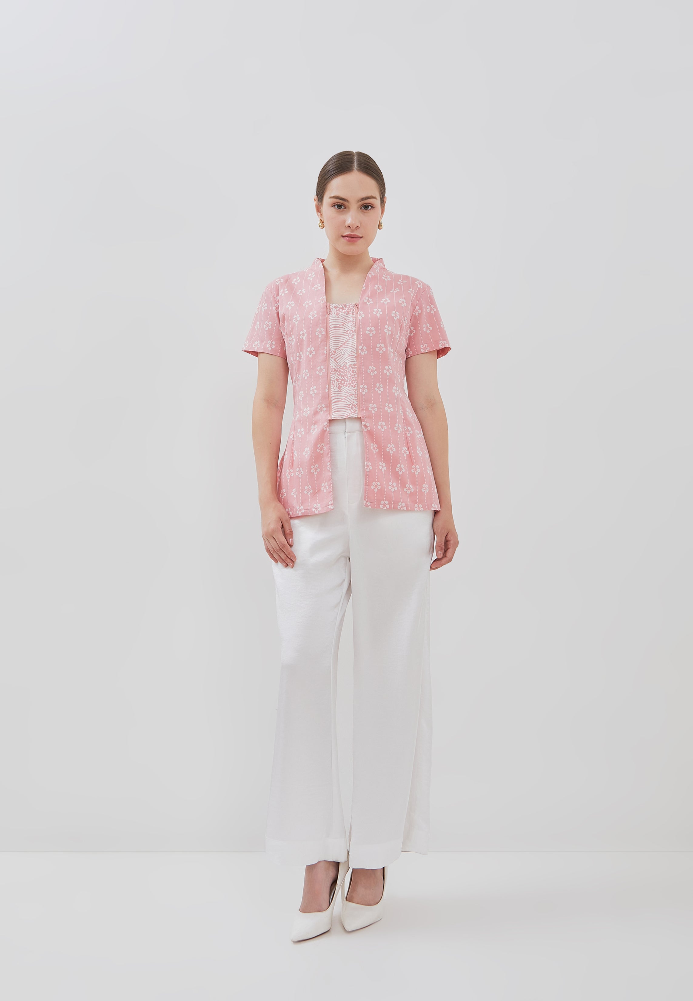 FLOWER Blush Batik Kebaya Peplum Top