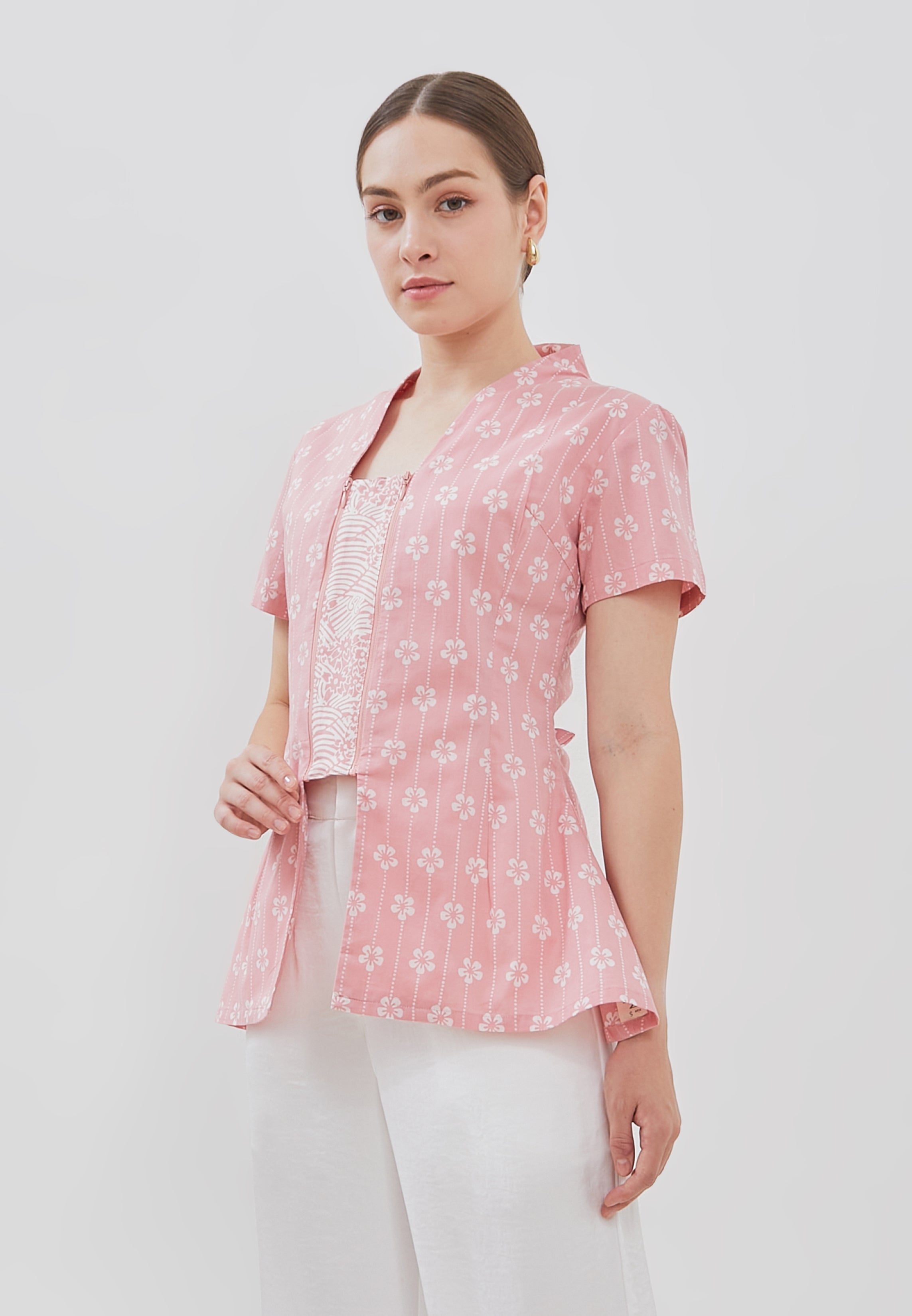 FLOWER Blush Batik Kebaya Peplum Top