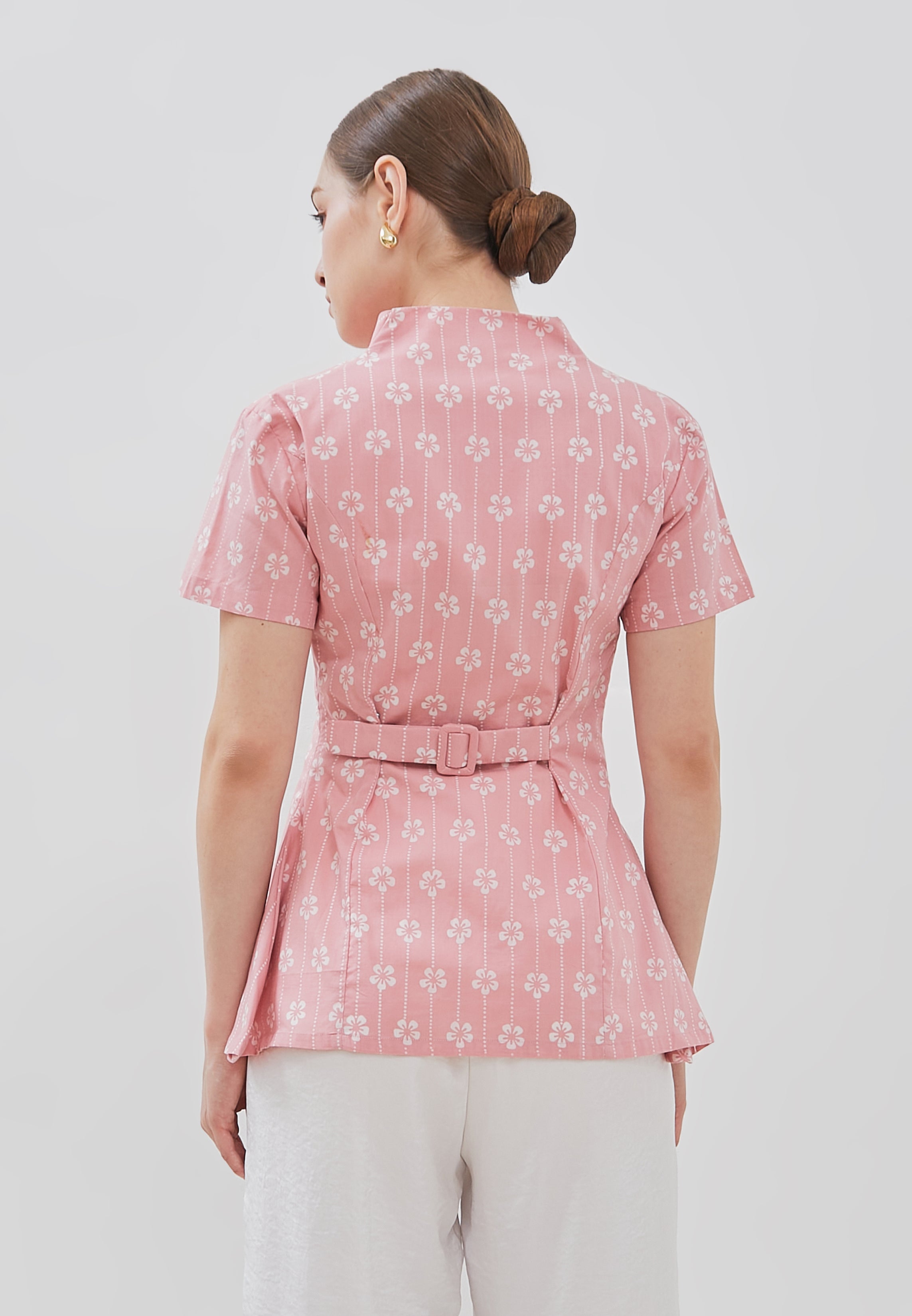 FLOWER Blush Batik Kebaya Peplum Top