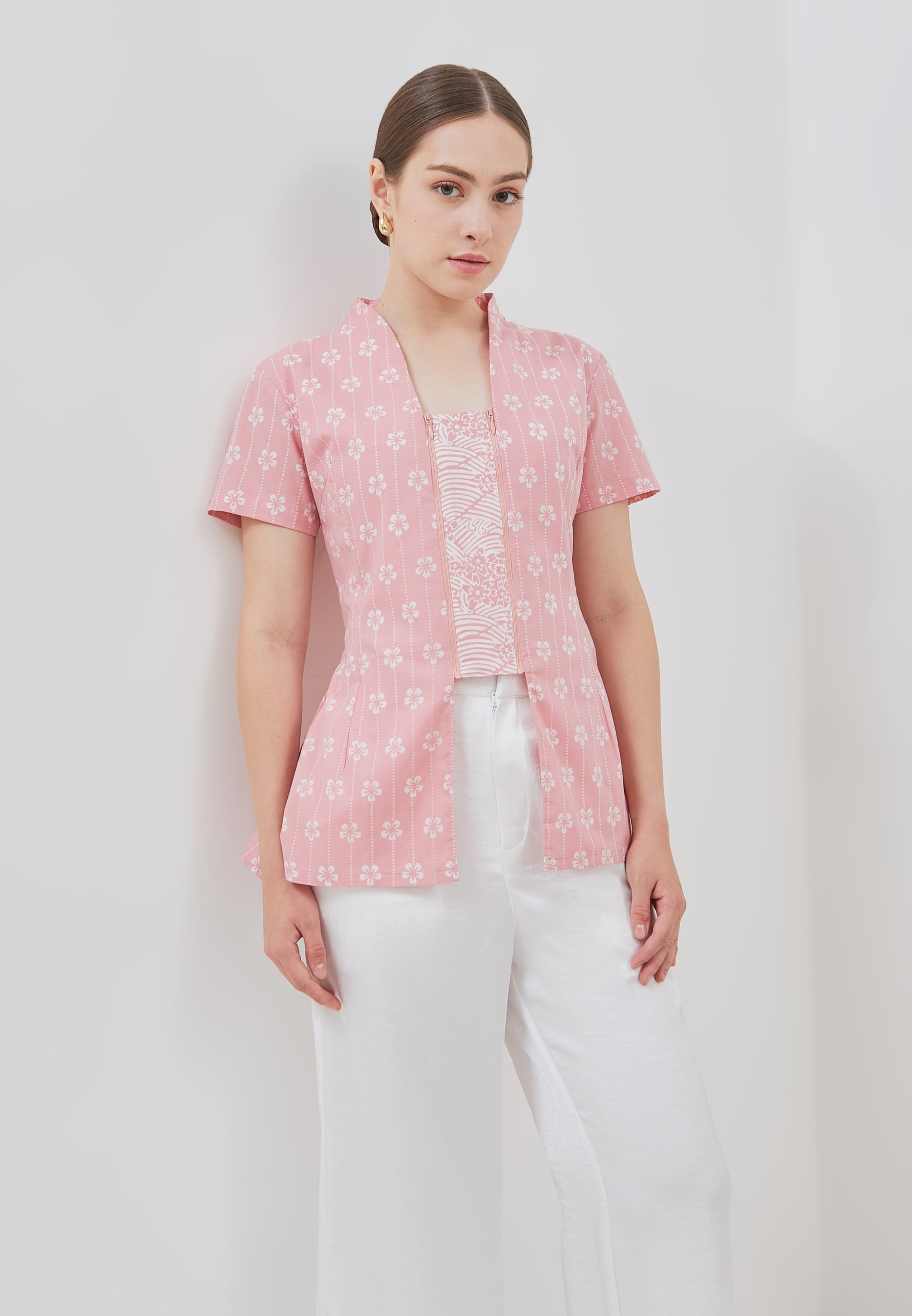 FLOWER Blush Batik Kebaya Peplum Top