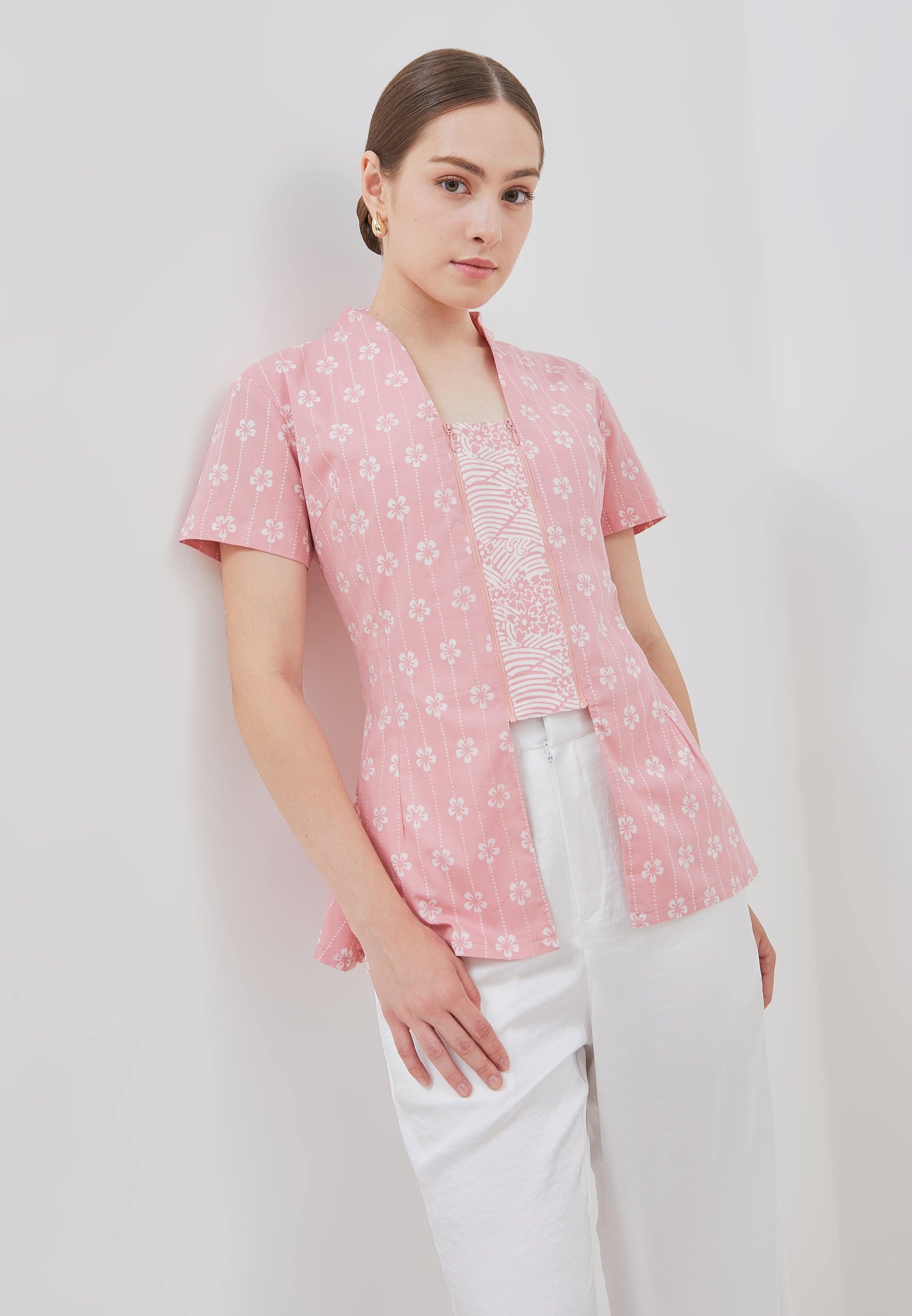 FLOWER Blush Batik Kebaya Peplum Top