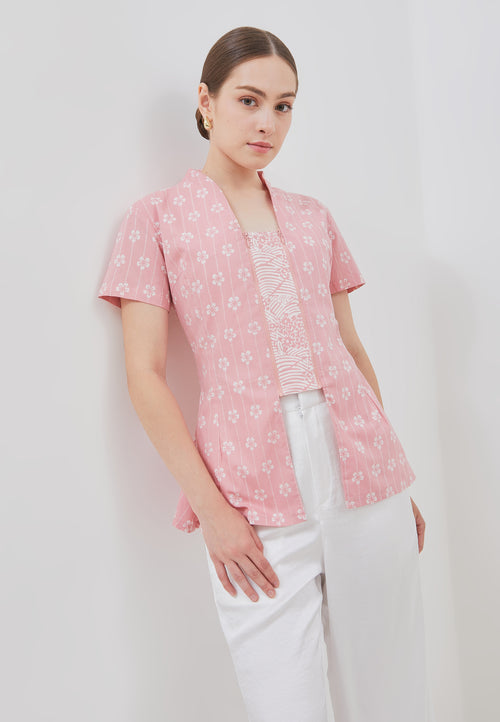 FLOWER Blush Batik Kebaya Peplum Top