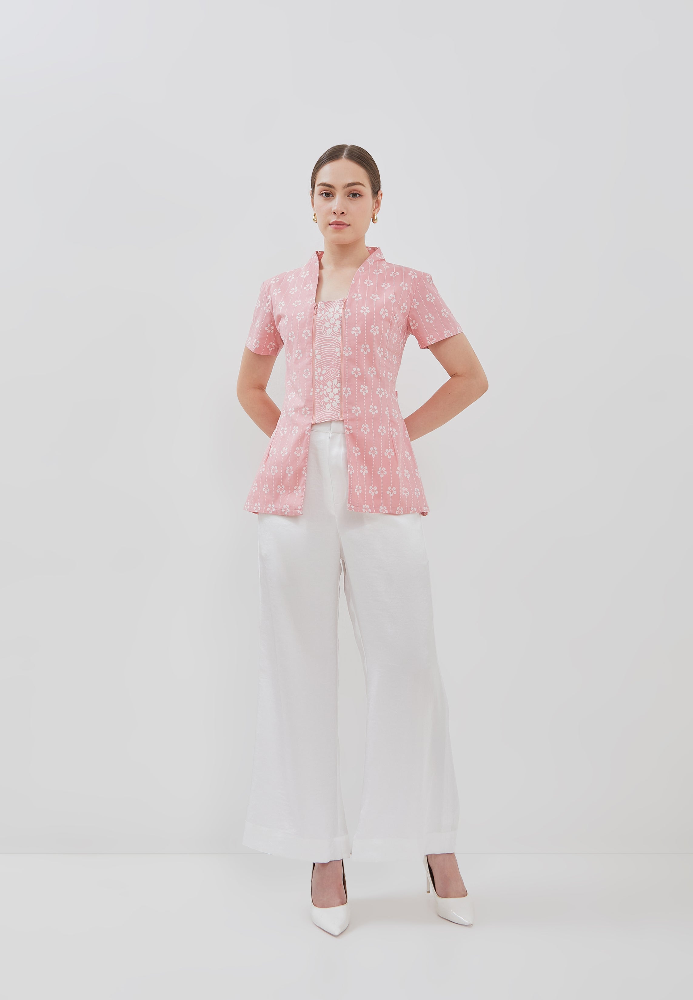 FLOWER Blush Batik Kebaya Peplum Top
