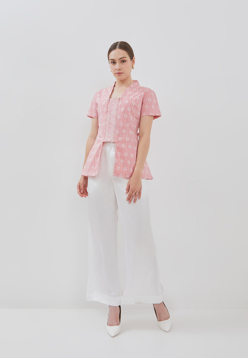 FLOWER Blush Batik Kebaya Peplum Top