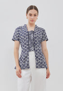 PEACOCK Navy Batik Kebaya Peplum Top