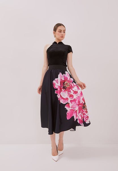 Basic Black Asymmetrical Cheongsam Top