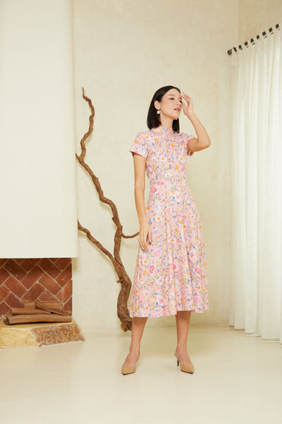 ORIENTAL SPRING Midi Sleeve Cheongsam Dress