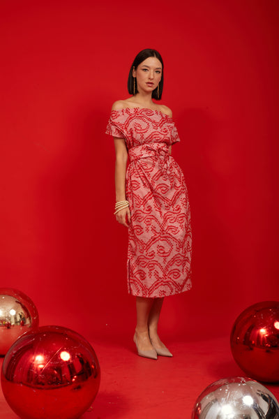 3D Tenun Pink Magic Dress