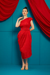 3D Tenun Red Magic Dress