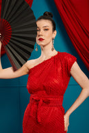 3D Tenun Red Magic Dress