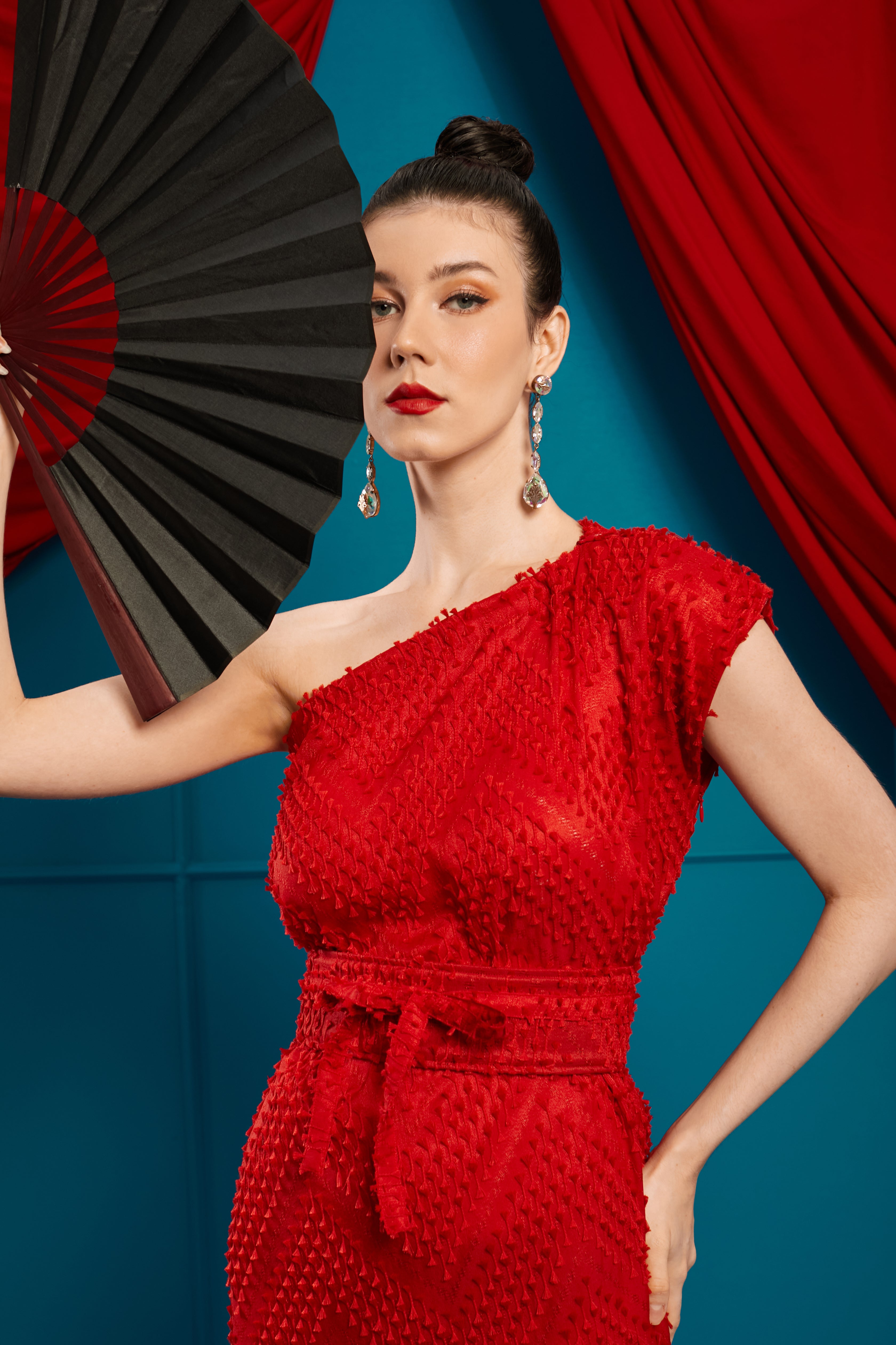 3D Tenun Red Magic Dress