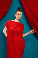 3D Tenun Red Magic Dress