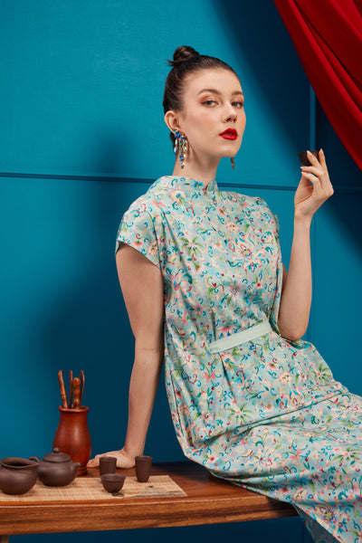 CHINESE FLORAL Kimono Cheongsam Dress