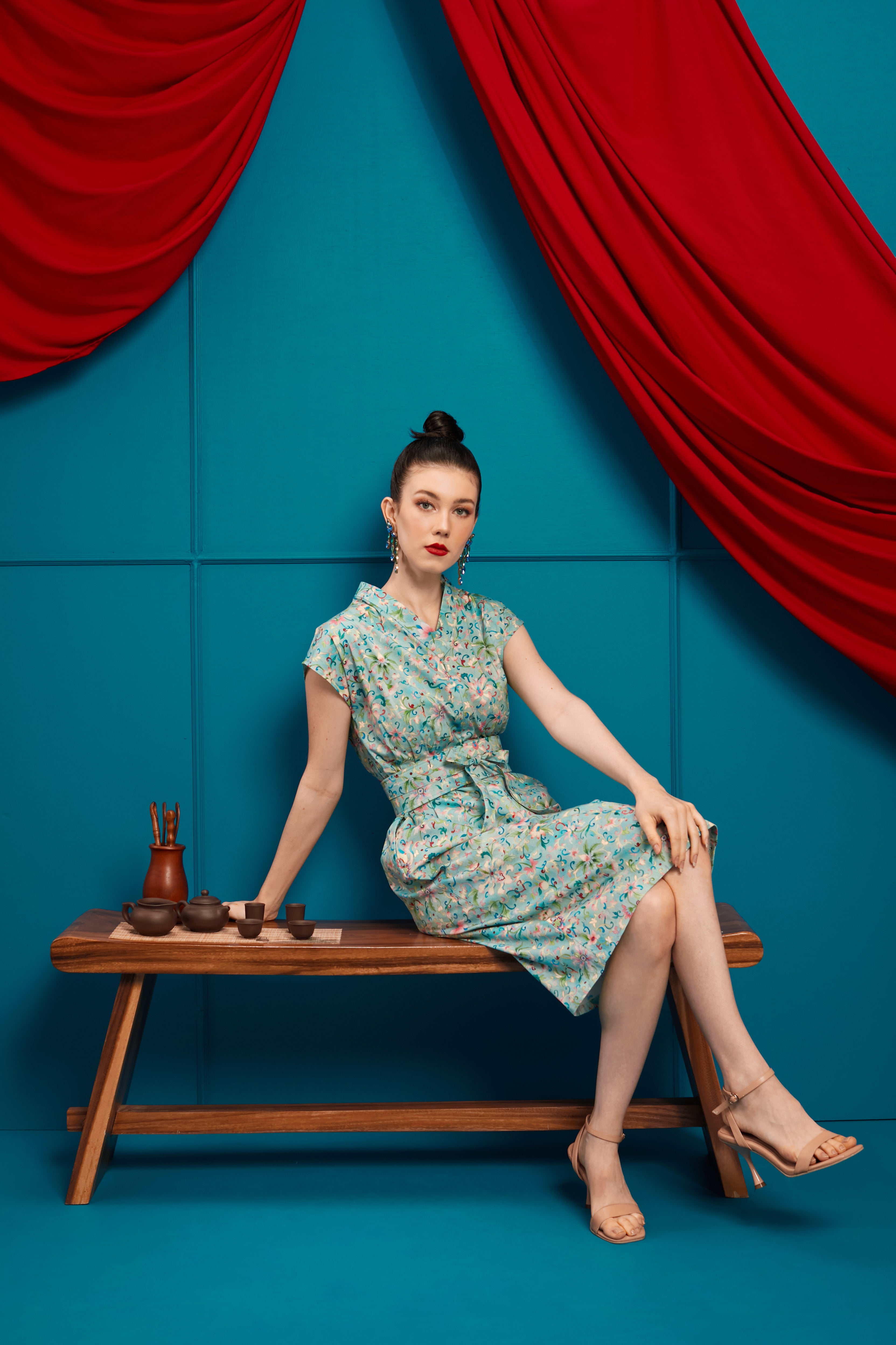 CHINESE FLORAL Kimono Cheongsam Dress