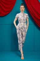 BANGKIT Blue & Pink Batik Sleeve Cheongsam Top