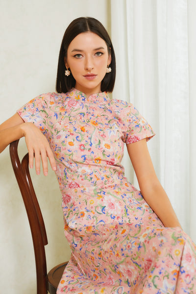 ORIENTAL SPRING Midi Sleeve Cheongsam Dress