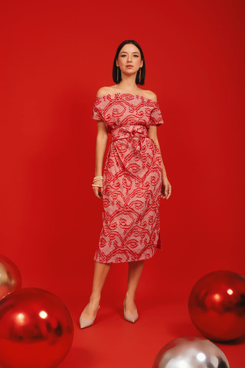 3D Tenun Pink Magic Dress