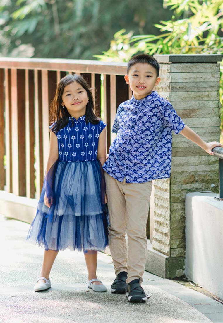 PEACOCK Navy Boy Batik Shirt