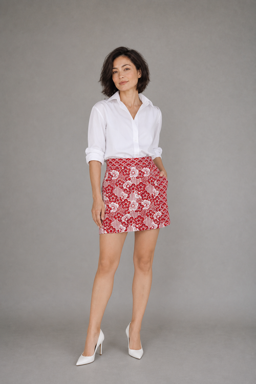Kintsugi Red Batik Skort