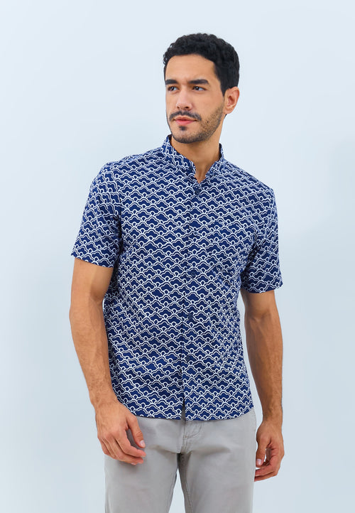 CLOUD Navy Man Batik Shirt