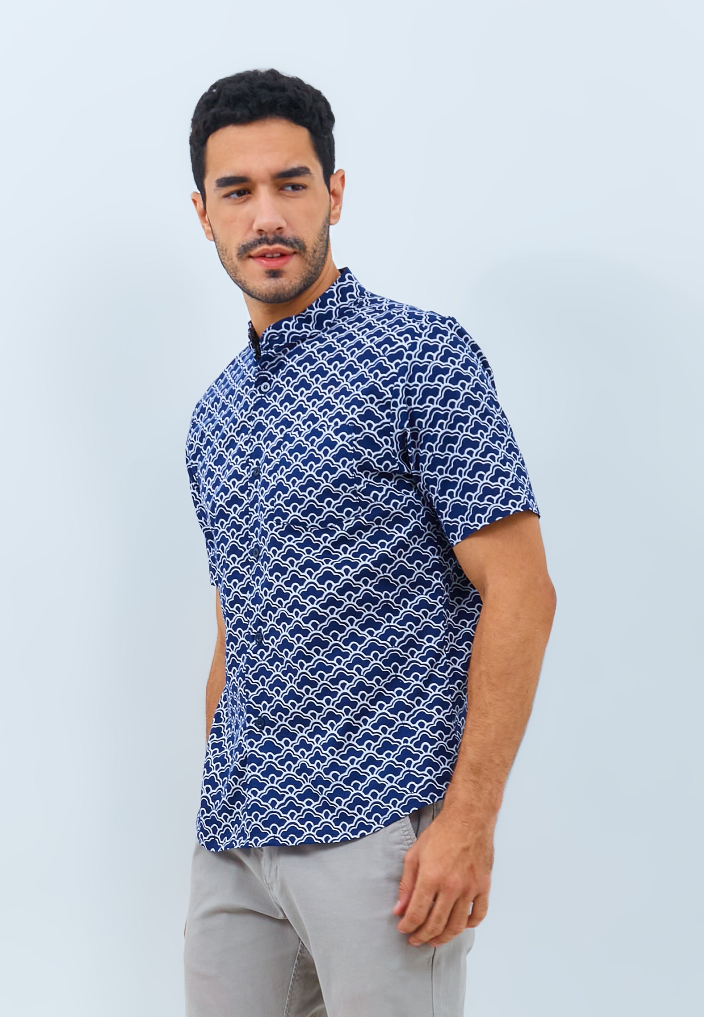 CLOUD Navy Man Batik Shirt