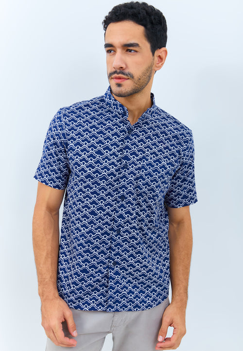 CLOUD Navy Man Batik Shirt