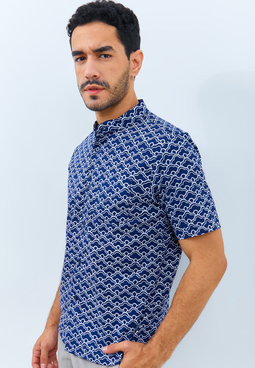 CLOUD Navy Man Batik Shirt