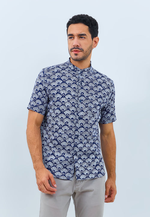 PEACOCK Navy Man Batik Shirt