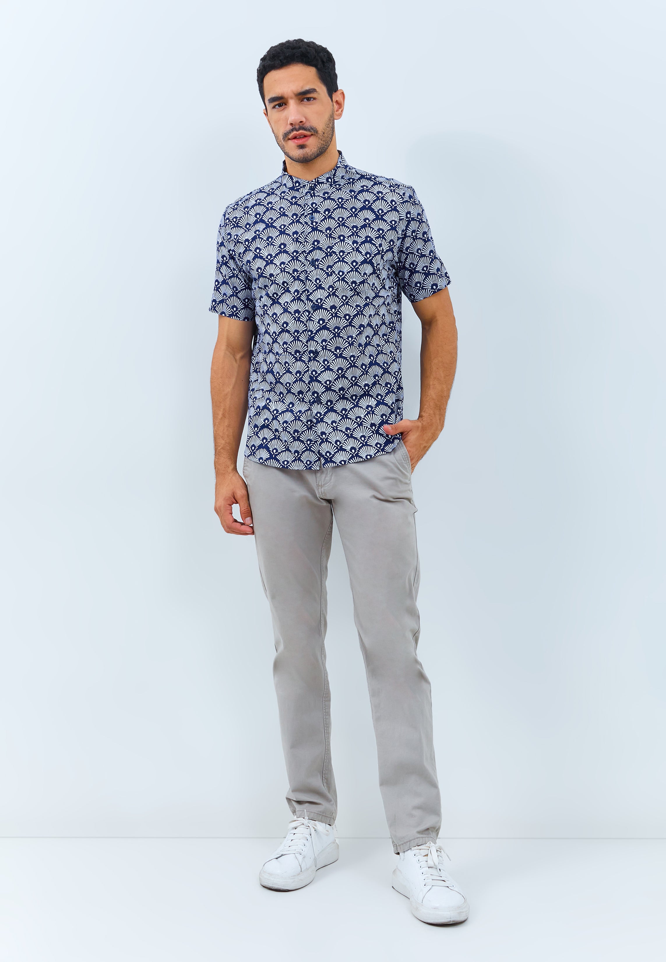 PEACOCK Navy Man Batik Shirt