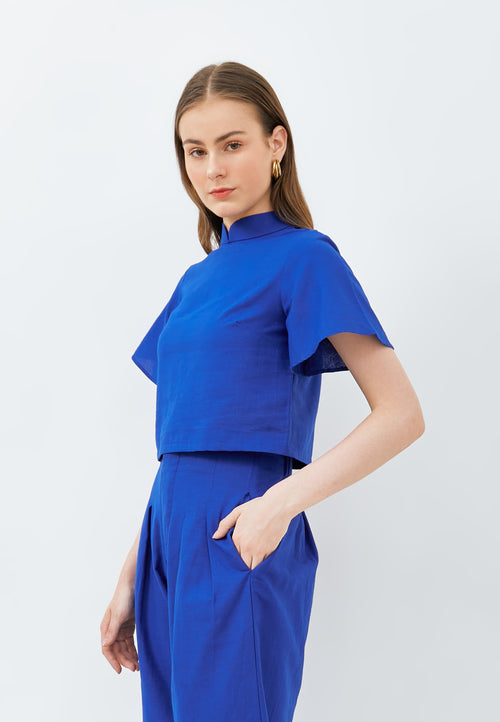 Linen Sleeve Crop Top