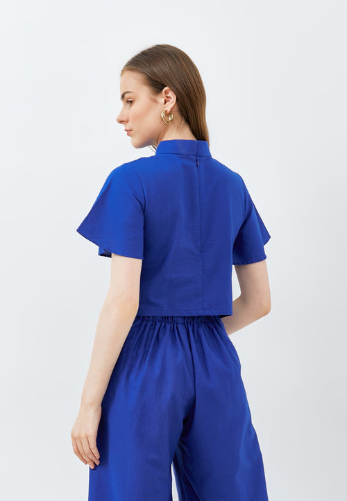 Linen Sleeve Crop Top